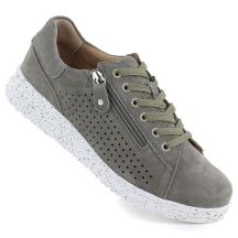 Skórzane półbuty damskie ażurowe na platformie zielone M.Daszyński 26PB17-04