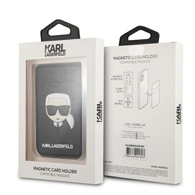 4. Portfel magnetyczny Karl Lagerfeld Wallet CardSlot Saffiano Karl`s Head MagSafe na telefon - czarny