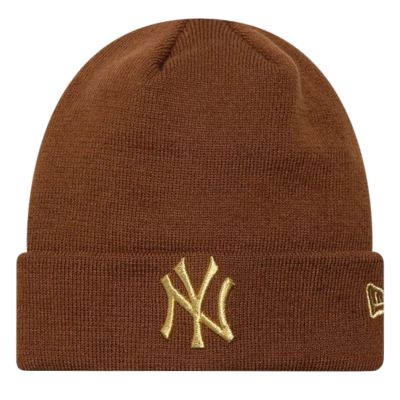 New Era Wmns Metallic Logo Beanie New York Yankees Hat 60915931 Brązowe One size