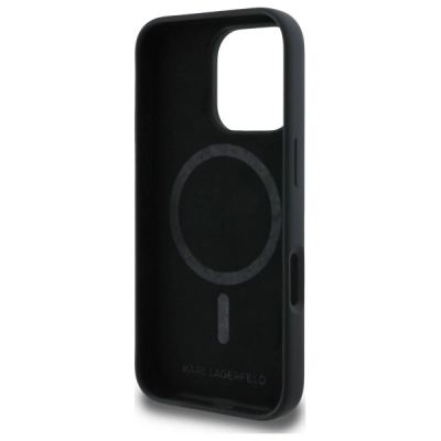 7. Etui Karl Lagerfeld Silicone nauble Heads Print MagSafe na iPhone 16 Pro - czarne