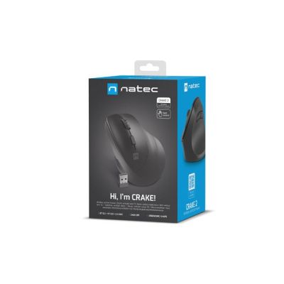 7. NATEC MYSZ WERTYKALNA CRAKE 2 BEZPRZEWODOWA BLUETOOTH 5.0+2.4GHZ 2400DPI CZARNA NMY-2048