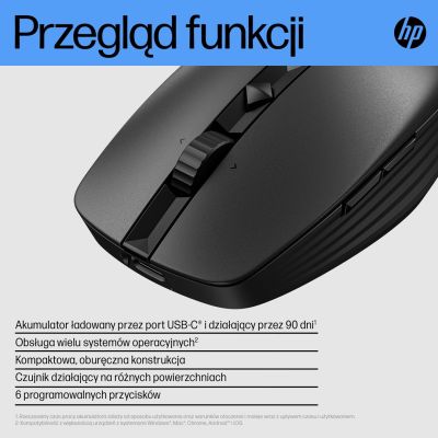 16. Mysz HP 710 Rechargeable Silent Mouse Black bezprzewodowa z akumulatorem czarna 6E6F2AA