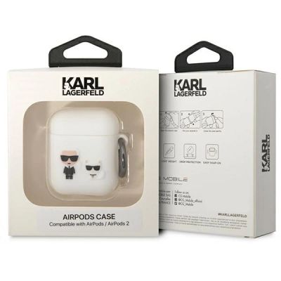 3. Etui Karl Lagerfeld Silicone Karl&Choupette na AirPods 1/2 - białe