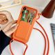 2. Etui na iPhone 17 Pro / 18 Pro silikonowe z kieszenią na kartę i paskiem Crossbody - pomarańczowe