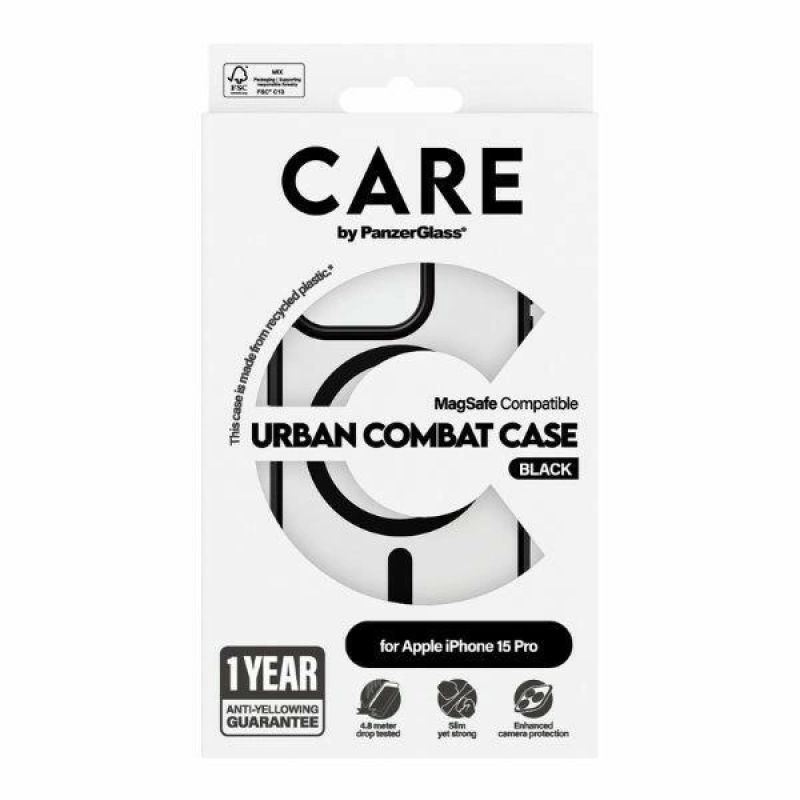 4. Etui CARE by PanzerGlass Urban Combat Case MagSafe na iPhone 15 Pro - czarny