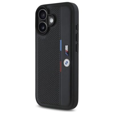 2. Etui BMW M Perforated Tricolor Detail Line na iPhone 16 - czarne