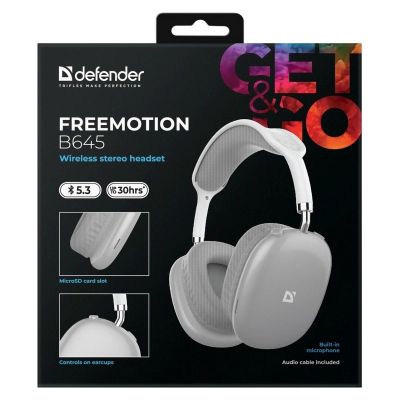 5. DEFENDER SŁUCHAWKI BLUETOOTH FREEMOTION B645 SZARE 63646