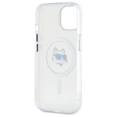 7. Etui Karl Lagerfeld IML Metal Choupette Head MagSafe na iPhone 15 Plus - białe