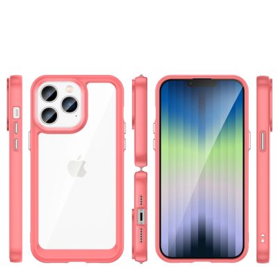 2. Outer Space Case etui iPhone 14 Pro Max sztywny pokrowiec z żelową ramką czerwony