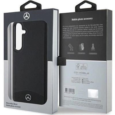 8. Etui Mercedes Leather Textured & Plain MagSafe na Samsung Galaxy S24 - czarne