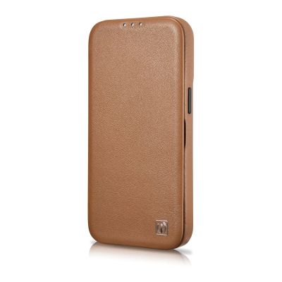 6. iCarer CE Premium Leather Folio Case skórzane etui iPhone 14 Plus z klapką magnetyczne MagSafe brązowy (WMI14220715-BN)