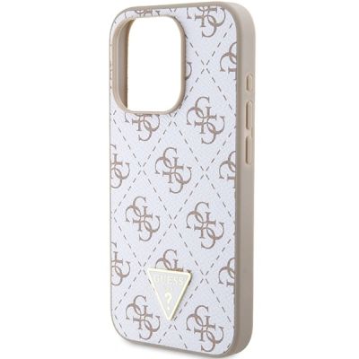 6. Etui Guess 4G Triangle Metal Logo na iPhone 15 Pro - białe