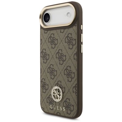 2. Etui Guess 4G Strass Logo & Big Strap Metal Buttons MagSafe na iPhone Air - brązowe