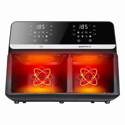3. ELDOM FRYTOWNICA BEZTŁUSZCZOWA FR200 9 L,2200W, DWIE NIEZALEŻNE SZUFLADY,8 PROGRAMÓW, WYŚWIETLACZ LED, TEMP. 80°C–200°C