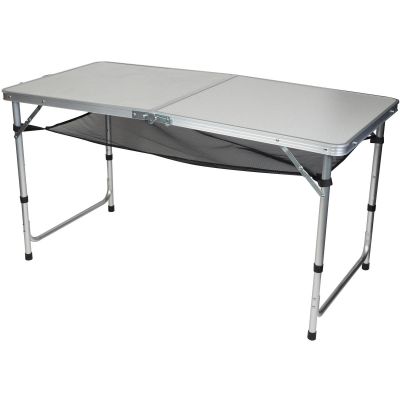 19. STOLIK TURYSTYCZNY SKŁADANY KEMPINGOWY 120x60x70/62/55CM 4 KRZESŁA I PÓŁKA