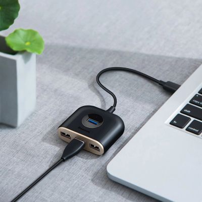 15. HUB Baseus Square USB-A do 1x USB-A 3.2 Gen 1 / 3x USB 2.0 z kablem 1m - czarny
