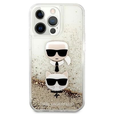 3. Etui Karl Lagerfeld Liquid Glitter Karl&Choupette Head na iPhone 13 Pro Max 6,7" - złote