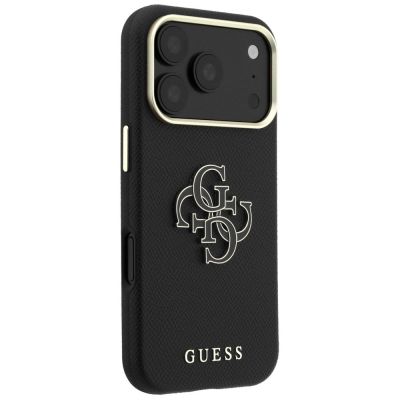 4. Etui Guess Grained & Big Resin Logo na iPhone 18 Pro Max / 17 Pro Max - czarne