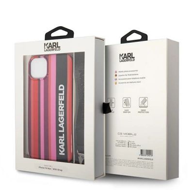 7. Etui Karl Lagerfeld Color Stripes Strap na iPhone 14 - różowe
