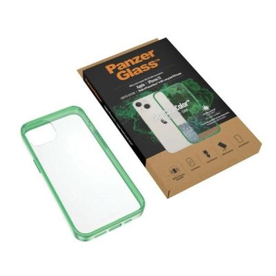 5. Etui PanzerGlass ClearCase antybakteryjne z certyfikatem Military Grade na iPhone 13 / 14 / 15 - przezroczysto-zielone