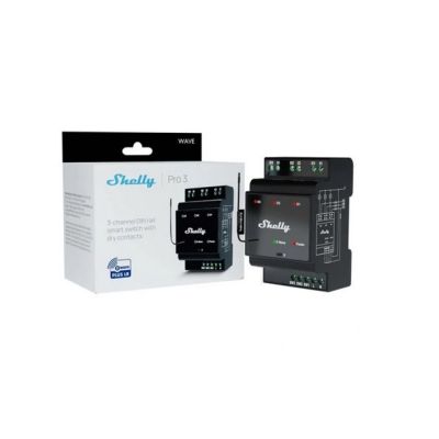 4. Sterownik trzykanałowy na szynę DIN Z-Wave Shelly Wave Pro 3 LR