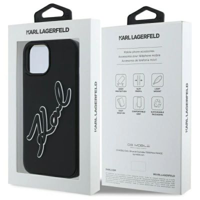 8. Etui Karl Lagerfeld 3D Rubber Signature na iPhone 15 - czarne