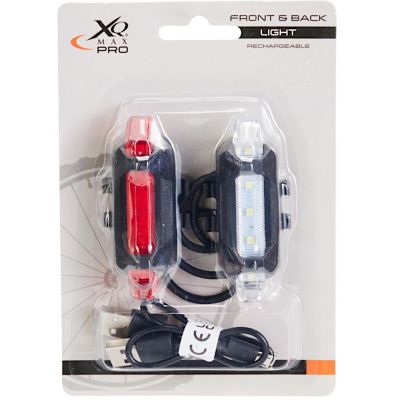 12. ZESTAW LAMP ROWEROWYCH LED PRZÓD I TYŁ XQMAX ŁADOWANIE USB