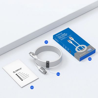 4. Kabel Orico CDX 100W 5A Power Delivery USB-C - USB-C 1m - biały