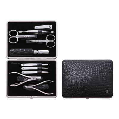 ZESTAW DO MANICURE Zwilling Classic Inox – skórzane etui, 10 elementów - Czarny