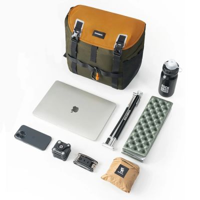 2. Torba rowerowa Rockbros W019 na kierownicę 13,5-24L - zielono-pomarańczowa