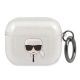 Etui Karl Lagerfeld Glitter Karl's Head na AirPods 3 - srebrne