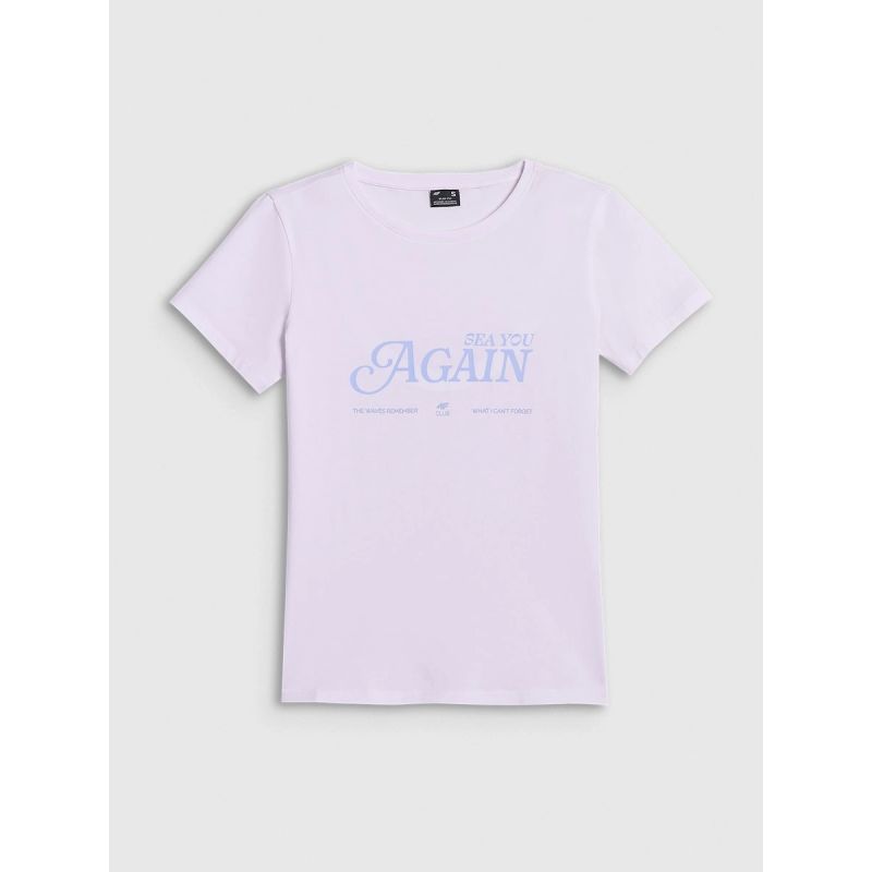 5. T-shirt slim z nadrukiem damski 4F 4FRAW26TTSHF4373-10S