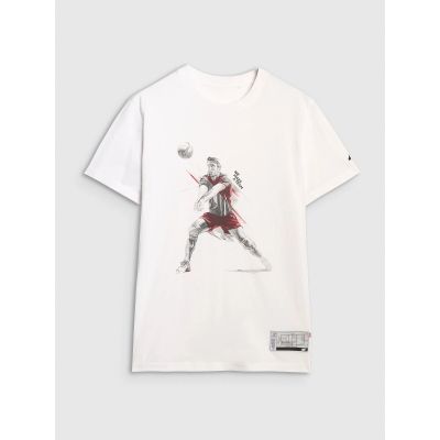 5. T-shirt regular z nadrukiem siatkarskim męski 4F 4FRAW25TTSHM3237-10S