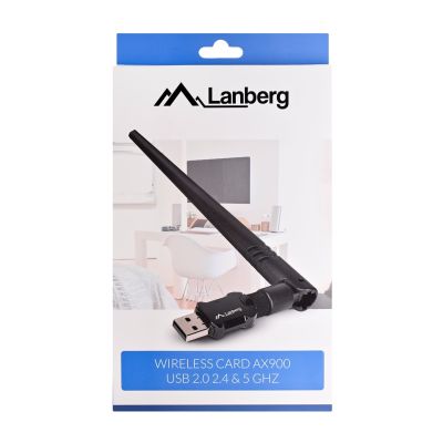 9. LANBERG KARTA SIECIOWA BEZPRZEWODOWA WIFI USB 2.0 DUAL BAND AX900 ANTENA