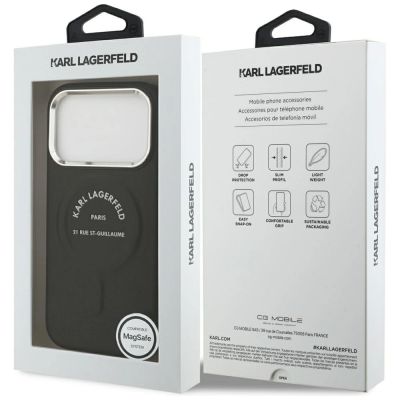 8. Etui Karl Lagerfeld Embossed Open Ring RSG Logo MagSafe na iPhone 17 Pro / 18 Pro - czarne