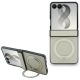 Etui Guess Magnetic Ring Stand Grained Classic Logo MagSafe na Samsung Galaxy Z Flip 8 - beżowe