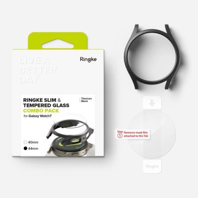 8. Zestaw etui+szkło Ringke Slim & Tempered Glass na Samsung Galaxy Watch 7 44 mm - czarny