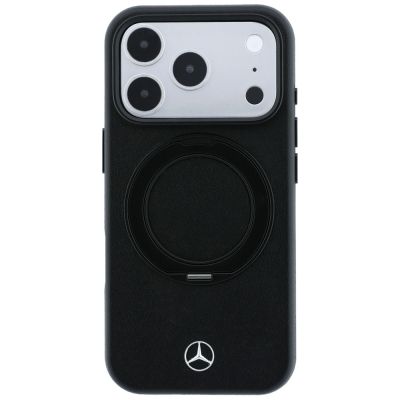3. Etui Mercedes Leather with Ring Stand MagSafe do iPhone 18 Pro Max / 17 Pro Max / 17 Pro Max - czarne
