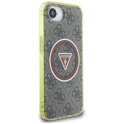 4. Etui Guess IML Metal Glitter 4G Circle Triangle MagSafe na iPhone 16e - brązowe