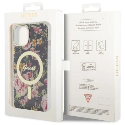 8. Etui Guess Flower MagSafe na iPhone 14 Plus - czarne