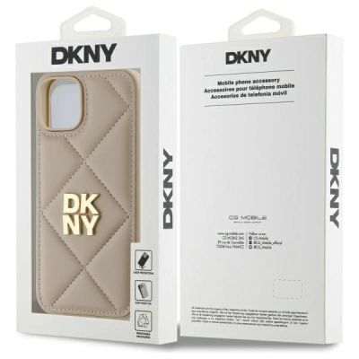 8. Etui DKNY Quilted Stack Logo na iPhone 14 - beżowe