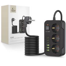 Listwa zasilająca Tech-Protect PC3X6 3 gniazda 240V + 3xUSB-A + 3xUSB-C 200cm - czarna