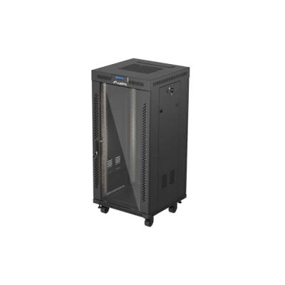 27. LANBERG SZAFA INSTALACYJNA RACK STOJĄCA 19" 24U 600X600 CZARNA DRZWI PRZESZKLONE LCD (FLAT PACK) V2