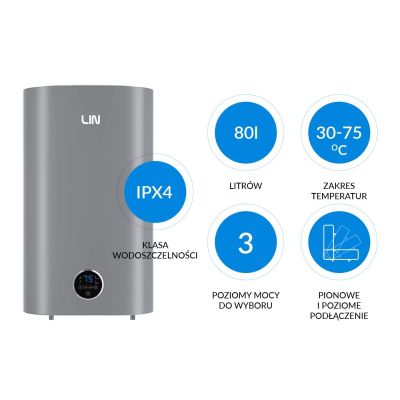 8. Bojler elektryczny LIN LIFVD1SMGY 80L UNIVERSAL szary WiFi