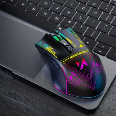 8. Mysz bezprzewodowa Wozinsky WMGB-3200 gamingowa optyczna z wbudowanym akumulatorem 3200 DPI z oświetleniem RGB - czarna