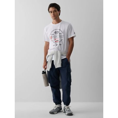 5. T-shirt regular z nadrukiem męski 4F 4FRAW26TTSHM4470-10S