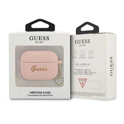3. Etui Guess Silicone Charm Heart Collection na AirPods Pro - różowe
