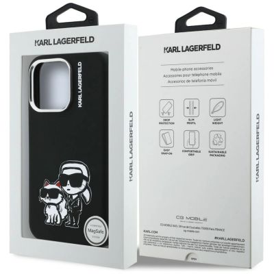 8. Etui Karl Lagerfeld Silicone Karl&Choupette Sketch MagSafe na iPhone 16 Pro Max - czarne