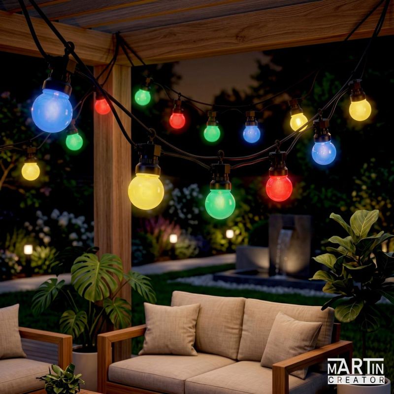 4. GIRLANDA OGRODOWA PARTY LIGHT 20LED G50 TIMER MOŻLIWOŚĆ ŁĄCZENIA KOLOR