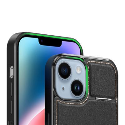 15. Etui portfel Dux Ducis Rafi Mag z podstawką 3w1 do iPhone 15 Plus z MagSafe i blokadą RFID - czarne